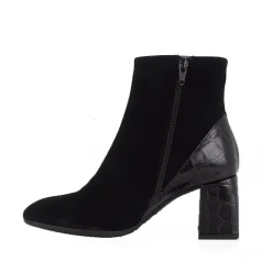 Wonders I-7732 støvle i sort ruskind med blokhæl